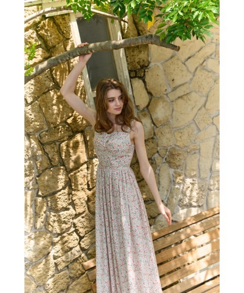 ワンピース Sheer Tiered Bustier Dress ERADIE（エラディエ） ワンピース Printed Bustier Dress プリント