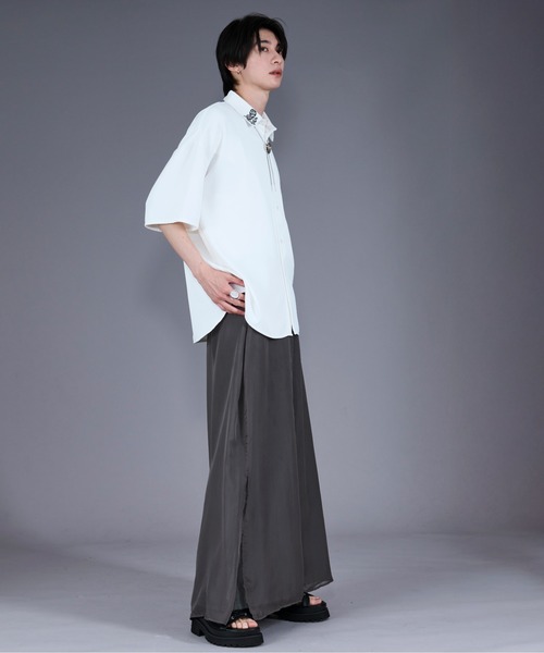 「Ellno Loset」 半袖シャツ LARGE ライトグレー メンズ_画像8