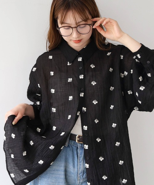 tiptop（ティップトップ） ブラウス シャツ シアー総刺繍シャツ