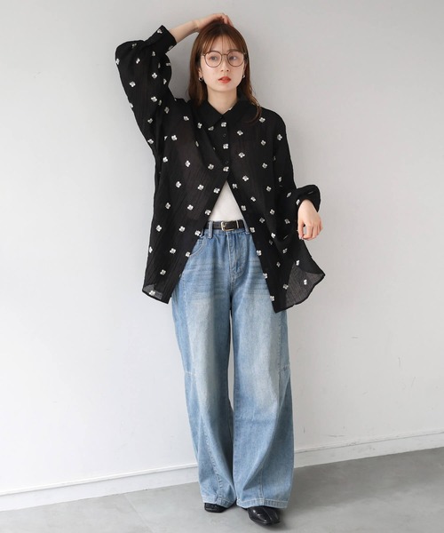 tiptop（ティップトップ） ブラウス シャツ シアー総刺繍シャツ