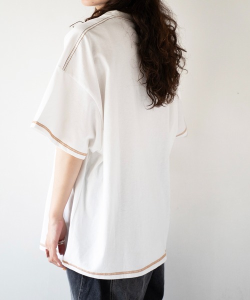 「DOUBLE NAME」 半袖Tシャツ FREE ブルー レディース_画像7