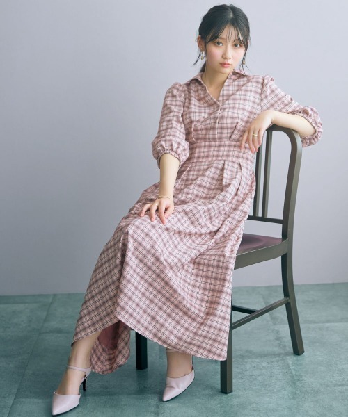 marun（マルン） ワンピース 「大きいサイズ」チェック柄スキッパー