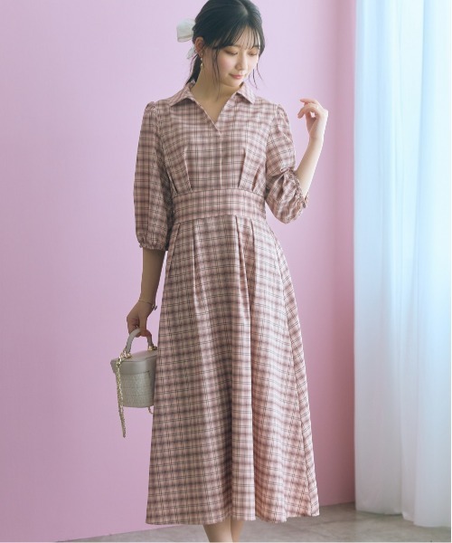 marun（マルン） ワンピース 「大きいサイズ」チェック柄スキッパー