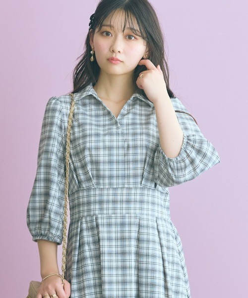 marun（マルン） ワンピース 「大きいサイズ」チェック柄スキッパー