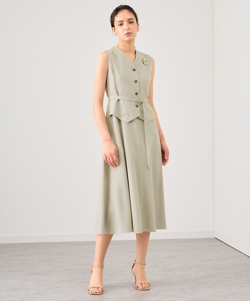 【美品】ANAYI　ノースリーブ ワンピース ベージュ　サイズ34 ANAYI（アナイ） ノースリーブワンピース 34 ベージュ レディース