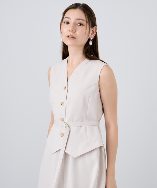 【美品】ANAYI　ノースリーブ ワンピース ベージュ　サイズ34 ANAYI（アナイ） ノースリーブワンピース 34 ベージュ レディース