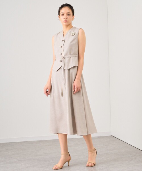 【美品】ANAYI　ノースリーブ ワンピース ベージュ　サイズ34 ANAYI（アナイ） ノースリーブワンピース 34 ベージュ レディース