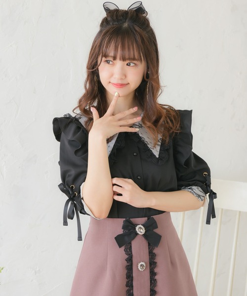 ROJITA（ロジータ） シャツ ブラウス BIGレース衿袖リボンブラウス