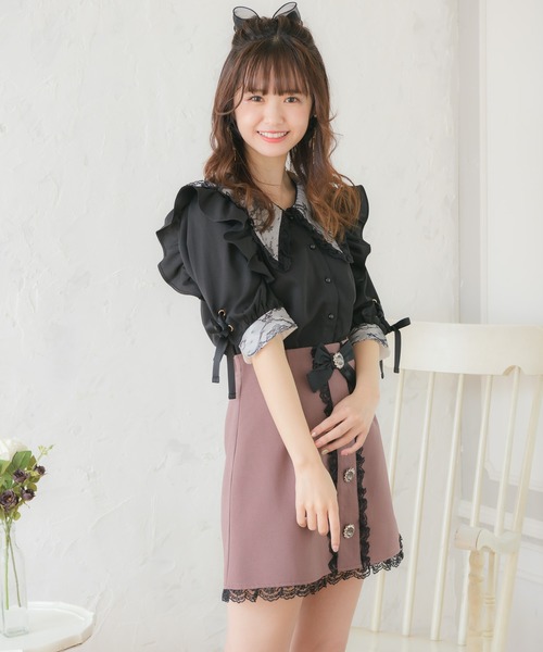 ROJITA（ロジータ） シャツ ブラウス BIGレース衿袖リボンブラウス