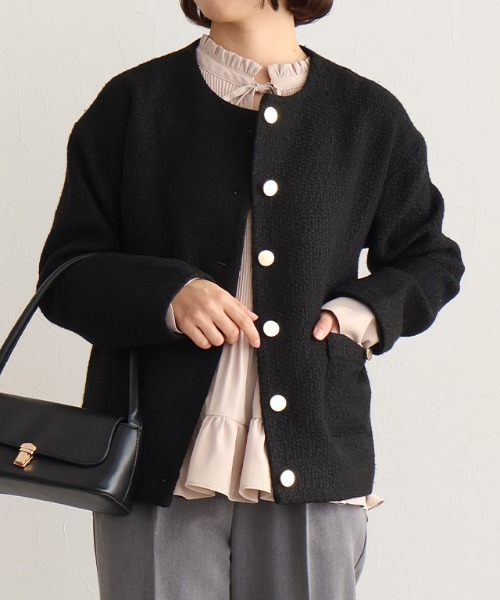 Pierrot（ピエロ） ジャケット ノーカラージャケット ツイードノー