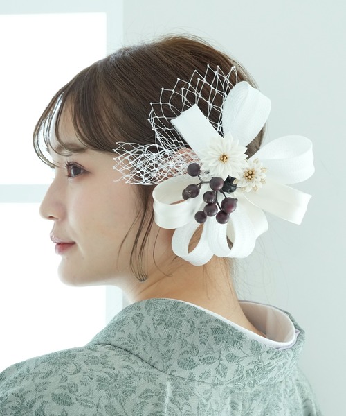 utatane 髪飾り リボンヘッドドレス風コーム 日本製 レディース