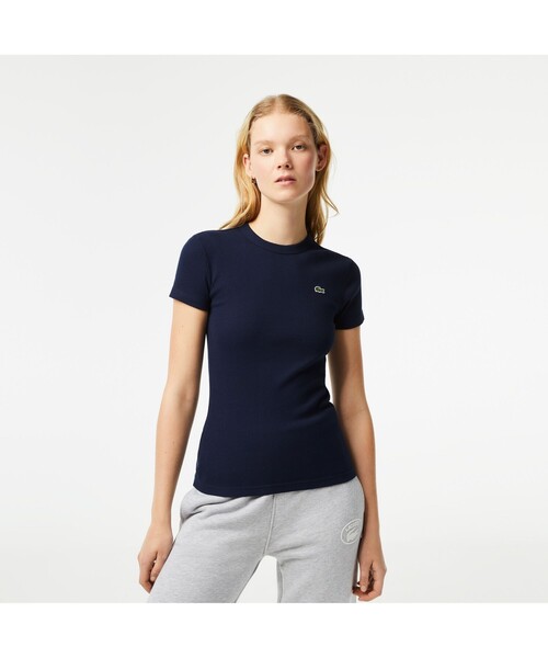 手元在庫あり☆可愛い☆【LACOSTE】 タイトフィット Tシャツ LACOSTE tシャツ タイトフィットリブニットTシャツ レディース