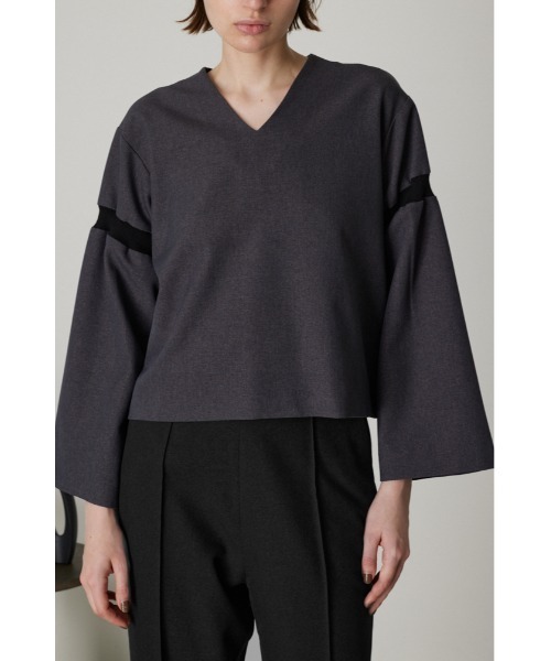 RIM.ARK ブラウス シャツ Rib sleeve design tops レディース