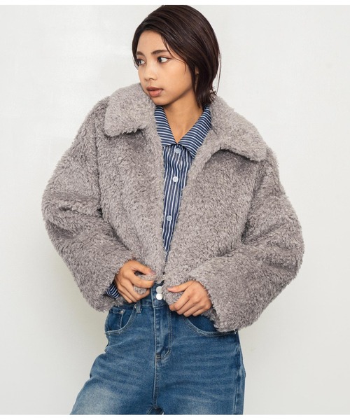 ANAP ブルゾン アウター フェイクファー衿付きジャケット