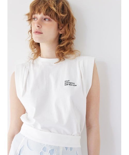 tシャツ COEL × ＋81BRANCA ポイント刺繍ノースリーブTシャツ レディース