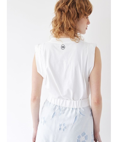 tシャツ COEL × ＋81BRANCA ポイント刺繍ノースリーブTシャツ レディース COEL tシャツ × ＋81BRANCA ポイント刺繍ノースリーブTシャツ