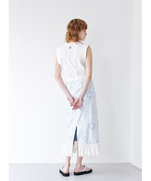 tシャツ COEL × ＋81BRANCA ポイント刺繍ノースリーブTシャツ レディース COEL tシャツ × ＋81BRANCA ポイント刺繍ノースリーブTシャツ