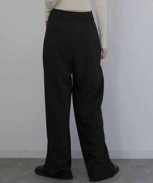 Reurie' スラックス パンツ ベーシックタックワイドスラックス