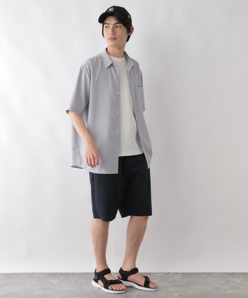 シャツ 半袖 ドレープ サマーボックスシルクシャツ GLOBAL WORK シャツ 快適サマーシャツ/サッカー/半袖/986864