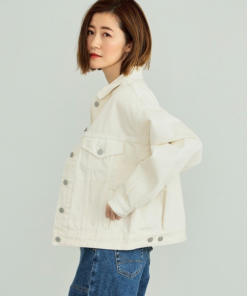 新品✨ JUSGLITTY Gジャン 白 デニムジャケット 2 美品 ZARA 白デニムジャケット Gジャン ステッチ ワーク ウォッシュ