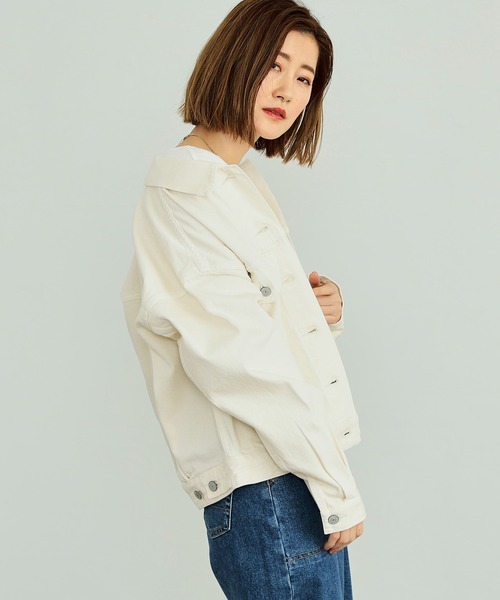 SOMETHING アイボリー デニムジャケット SOMETHING デニムジャケット gジャン レディース : ZOZOTOWN