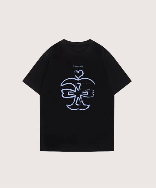 tシャツ Apple Core Sketch T レディース LA POMME petit tシャツ Apple Core Sketch T-2BK レディース