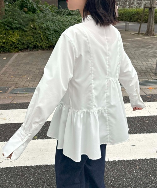 ブラウス シャツ 「ドラマ着用」アシンメトリーフレアーシャツ レディース VIS ブラウス シャツ 「ドラマ着用」アシンメトリーフレアー