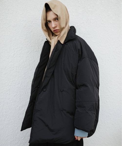 HANNE コート アウター ダブルブレスト中綿コート レディース