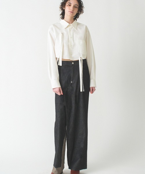 ブラウス シャツ Broad Curved Hem Ribbon Shirt レディース セール】Broad Curved Hem Ribbon Shirt（シャツ/ブラウス