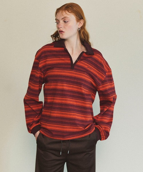 ポロシャツ ポロ Border Polo Shirt/ボーダーポロシャツ「MAISON SPECIAL/メゾンスペシャル」 レディース