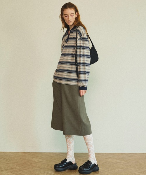 ポロシャツ ポロ Border Polo Shirt/ボーダーポロシャツ「MAISON SPECIAL/メゾンスペシャル」 レディース MAISON SPECIAL ポロシャツ ポロ Border Polo Shirt/ボーダー