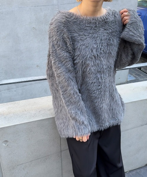 meilmada ニット セーター シャギーオーバーニットプルオーバー