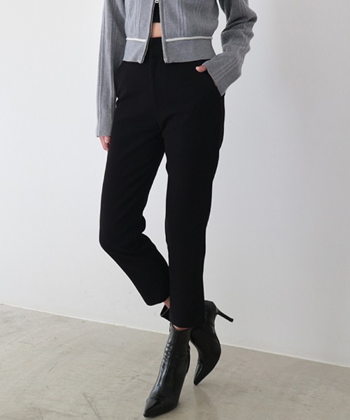 スラックス パンツ ストレッチクロップドパンツ レディース