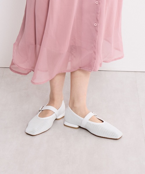パンプス 「Made in Japan」「HIMIKO」パンチングレザーメリージェーンパンプス/651103の画像