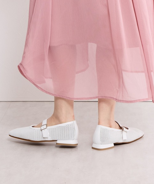 パンプス 「Made in Japan」「HIMIKO」パンチングレザーメリージェーンパンプス/651103の画像