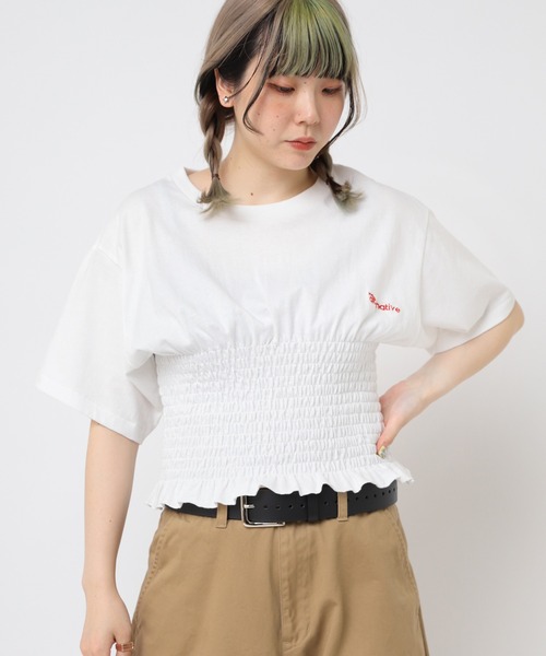 tシャツ M2375 シャーリングデザインＴ レディース RNA tシャツ M2375 シャーリングデザインT レディース