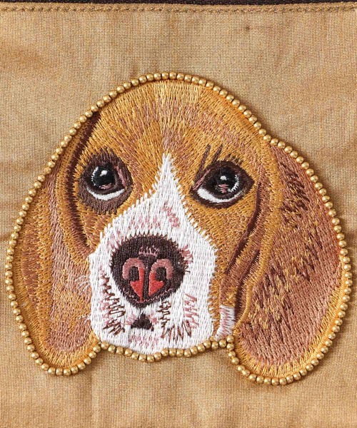 ハウンドトゥース柄ポーチ 馬ロゴ刺繍 Three Four Time（スリーフォータイム） ポーチ ドッグ刺繍ポーチ