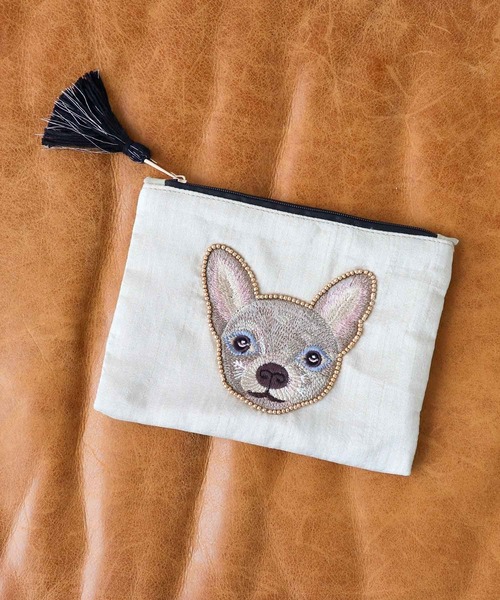 Three Four Time（スリーフォータイム） ポーチ ドッグ刺繍ポーチ