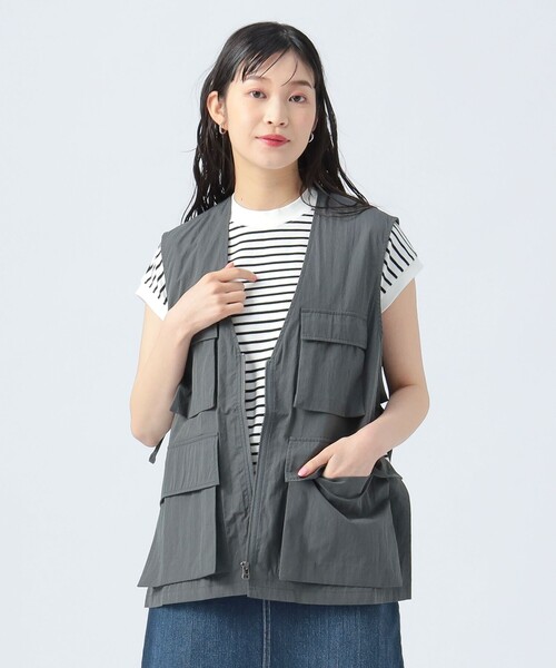 ベスト ジレ サイドリボン フィッシングベスト レディース