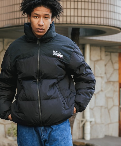 ギ*ョ様 美品　ファーストダウン　肉厚　ダウンジャケット　Ｍ　ブラック　イエロー FIRST DOWN（ファーストダウン） ダウンジャケット M イエロー メンズ