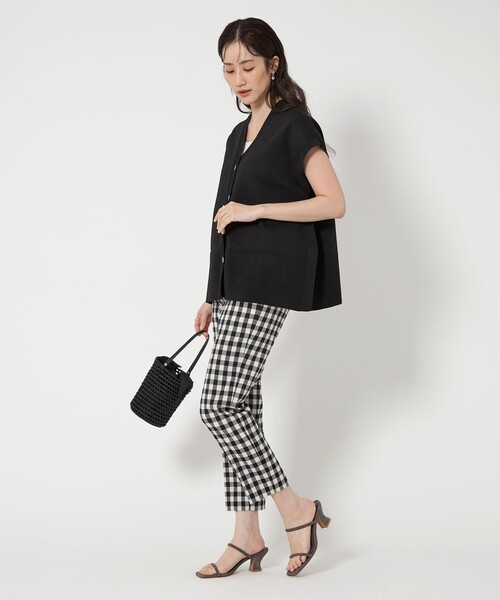2.8万♡UNITED ARROWS♡Pミニフリルニットベストジレ♡ブラック UNITED ARROWS ベスト ジレ ミニマル 2WAY ニットベスト