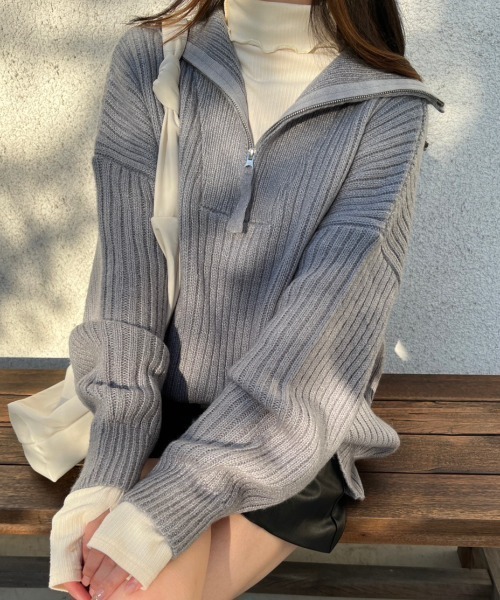 「nemne store」 長袖ニット MEDIUM ブルー レディース_画像6