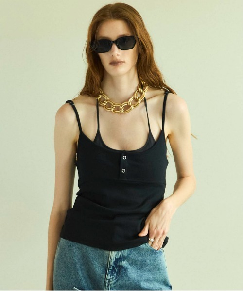 キャミソール Henley Neck Layered Camisole/ヘンリーネックレイヤードキャミソール「MAISON SPECIAL/メゾンスペ