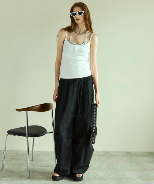 キャミソール Henley Neck Layered Camisole/ヘンリーネックレイヤードキャミソール「MAISON SPECIAL/メゾンスペ MAISON SPECIAL キャミソール Henley Neck Layered Camisole