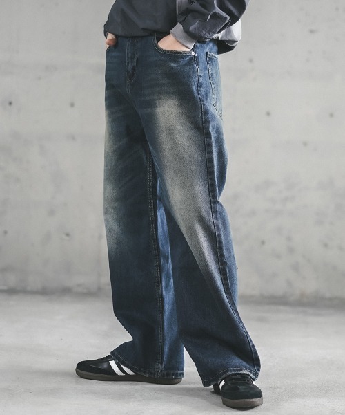 STRAIGHTLINE　ウォッシュ加工デニム Mサイズ Shoowtime（ショウタイム） ジーンズ Vintage Wash Straight Denim