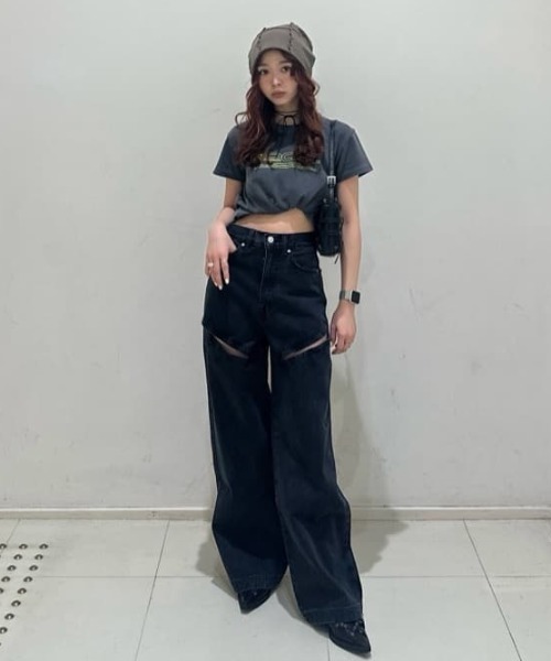 SLY ジーンズ デニム デニムパンツ J/W HOLE TUCK PT-E ジャスト