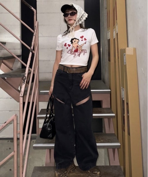 SLY スライ J/W HOLE TUCK PT デニムパンツ SLY J／W HOLE TUCK パンツ L/BLU1 -ファッション通販 FASHION