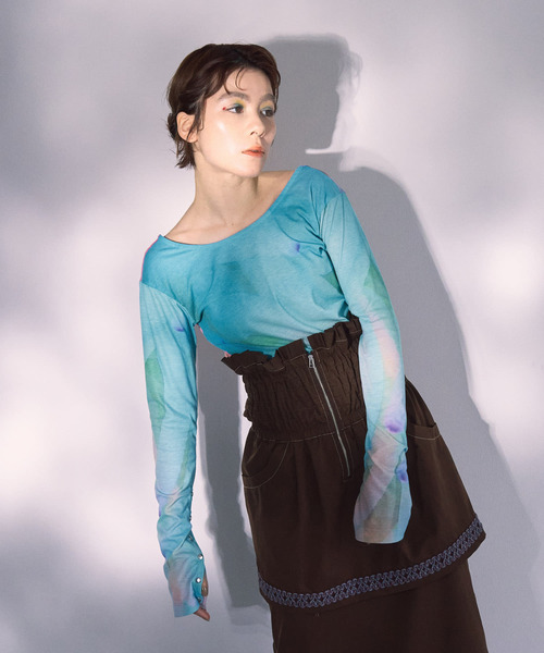 tシャツ cwtch　BACKOPEN l/S PRINT T-SHIRTS レディース