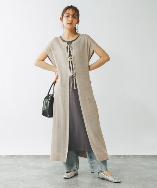 未使用レベル　Wacoal　　　　綺麗なメッシュワンピース　(2）ベージュ GLOBAL WORK ワンピース 2WAYメッシュSETワンピース/321490