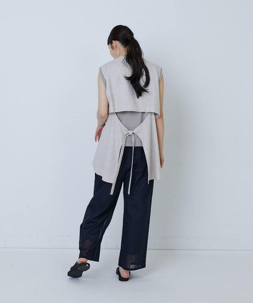 ベスト ジレ エステルリネンヘリンボーンバックコンシャスベスト レディース LOISIR ベスト ジレ エステルリネンヘリンボーンバック